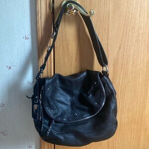 B Makowsky Black Leather Shoulder Bag